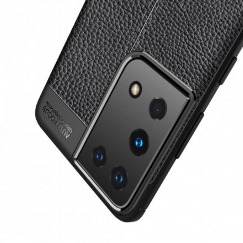 Hoesje voor Samsung Galaxy S21 Ultra 5G Dubbele Lijn Litchi Leder Effect