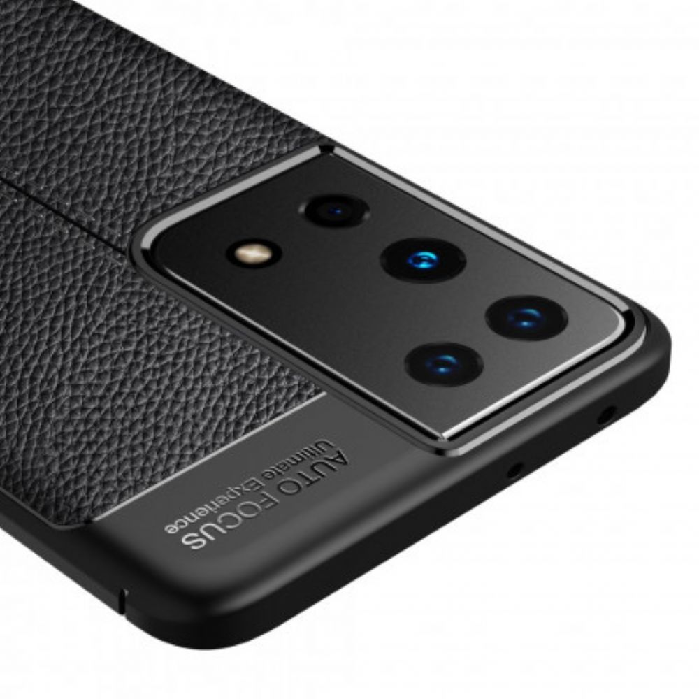 Hoesje voor Samsung Galaxy S21 Ultra 5G Dubbele Lijn Litchi Leder Effect