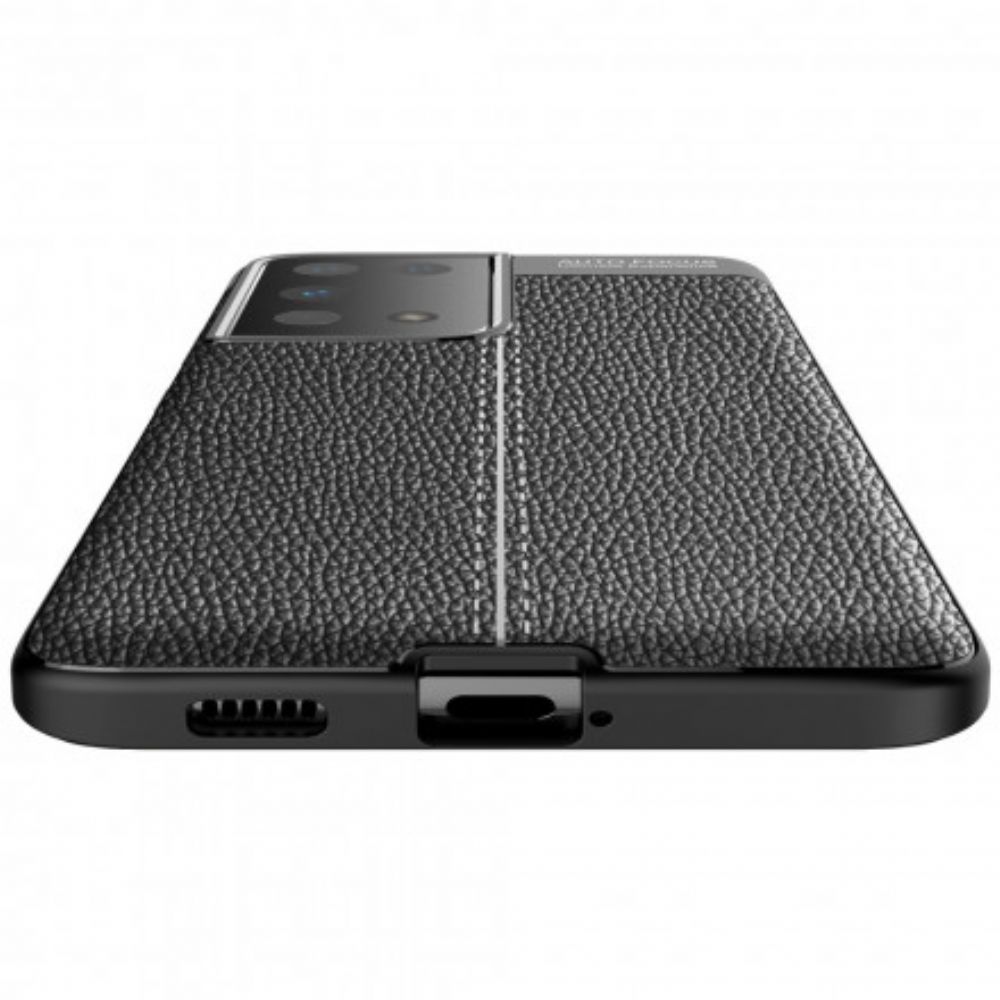 Hoesje voor Samsung Galaxy S21 Ultra 5G Dubbele Lijn Litchi Leder Effect