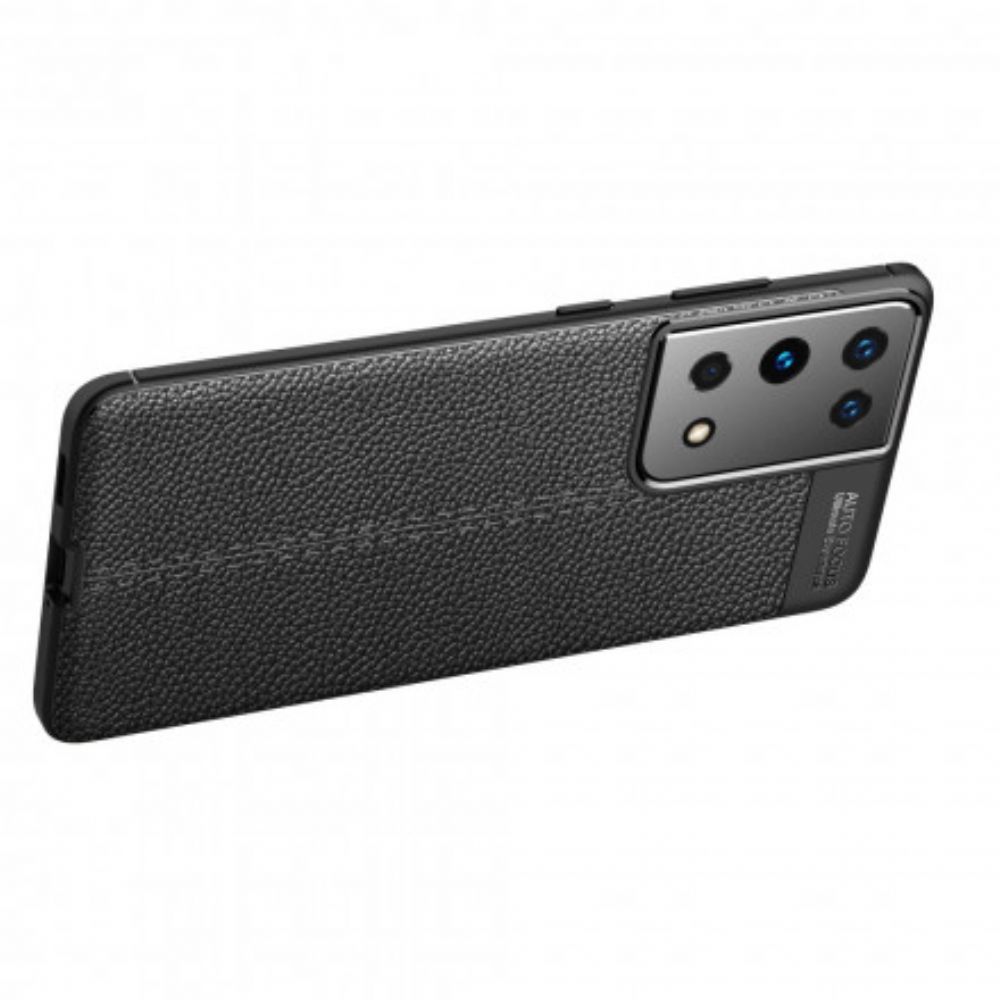 Hoesje voor Samsung Galaxy S21 Ultra 5G Dubbele Lijn Litchi Leder Effect