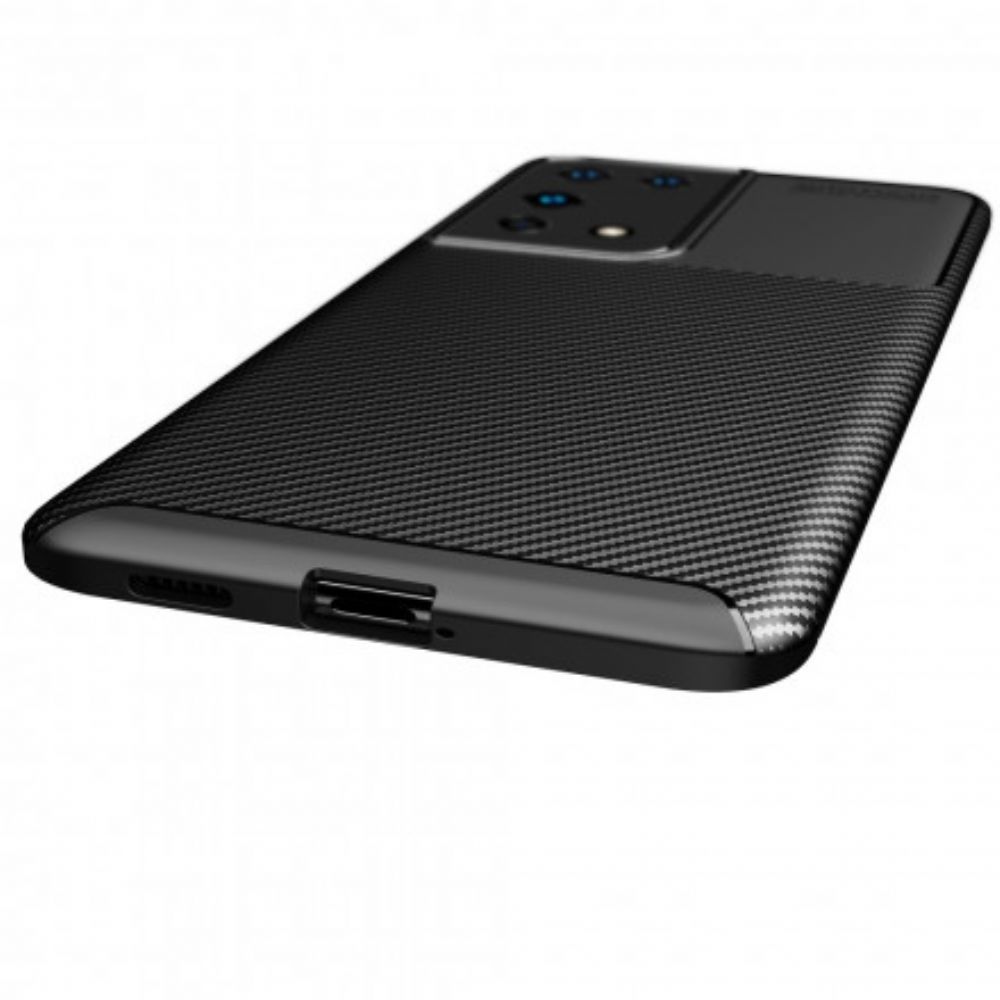 Hoesje voor Samsung Galaxy S21 Ultra 5G Flexibele Koolstofvezeltextuur