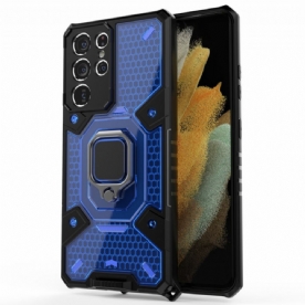 Hoesje voor Samsung Galaxy S21 Ultra 5G Honingraat Met Ring