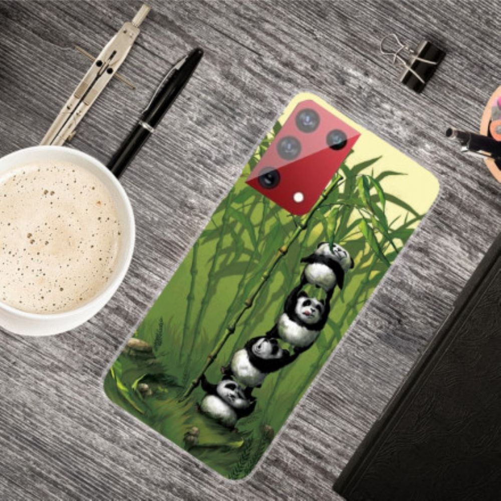 Hoesje voor Samsung Galaxy S21 Ultra 5G Stapel Panda's