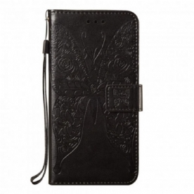 Leren Hoesje voor Samsung Galaxy S21 Ultra 5G Bloempatroon Vlinders
