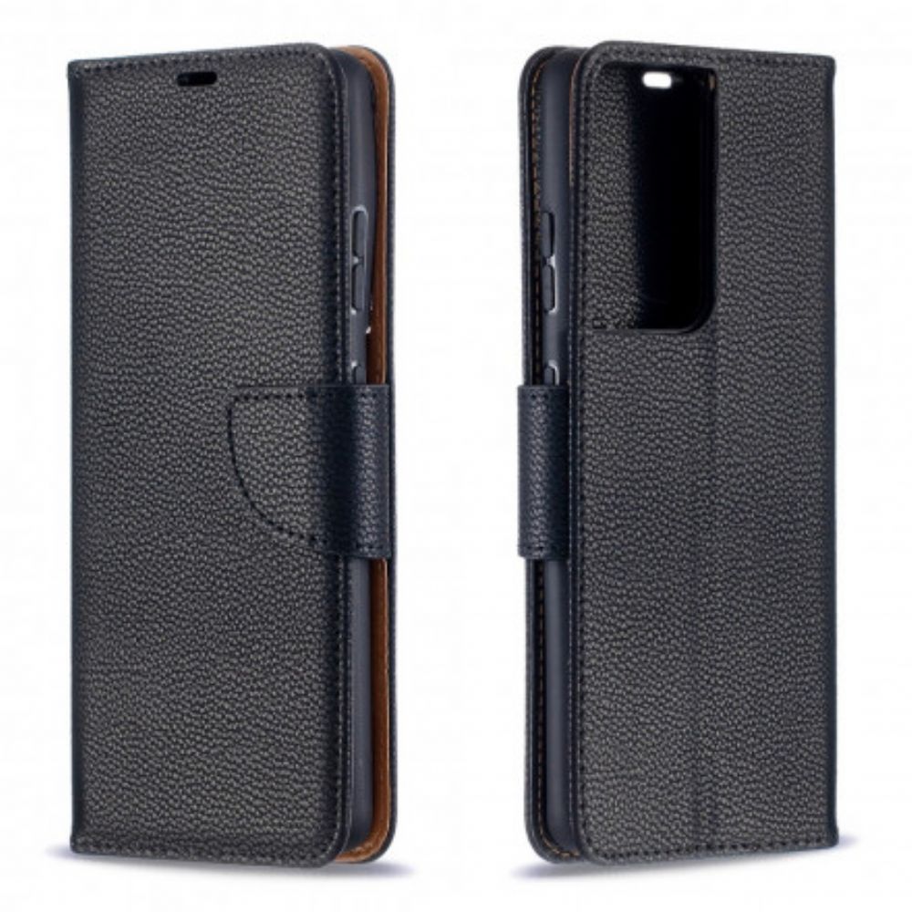 Leren Hoesje voor Samsung Galaxy S21 Ultra 5G Folio-hoesje Litchi Flap Schuin