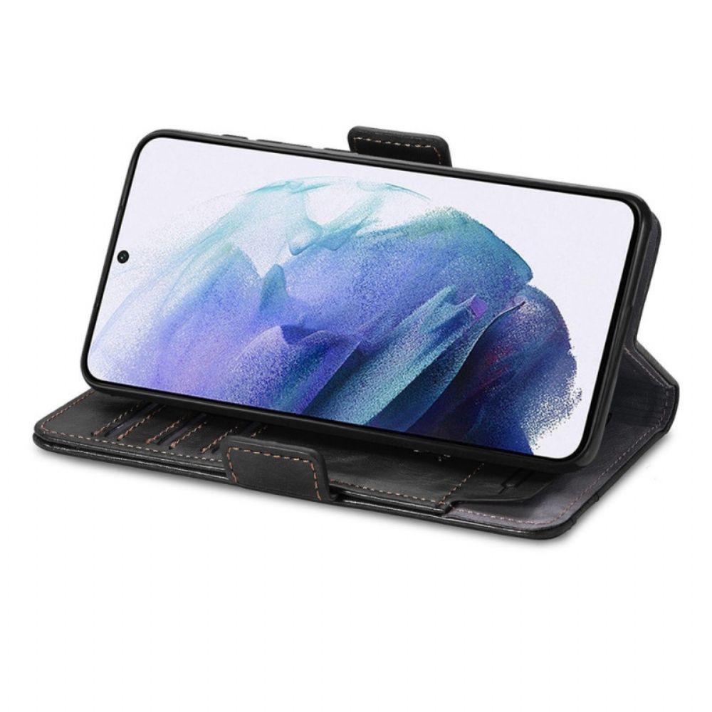 Leren Hoesje voor Samsung Galaxy S21 Ultra 5G Tweekleurige Dubbele Sluiting Caseneo