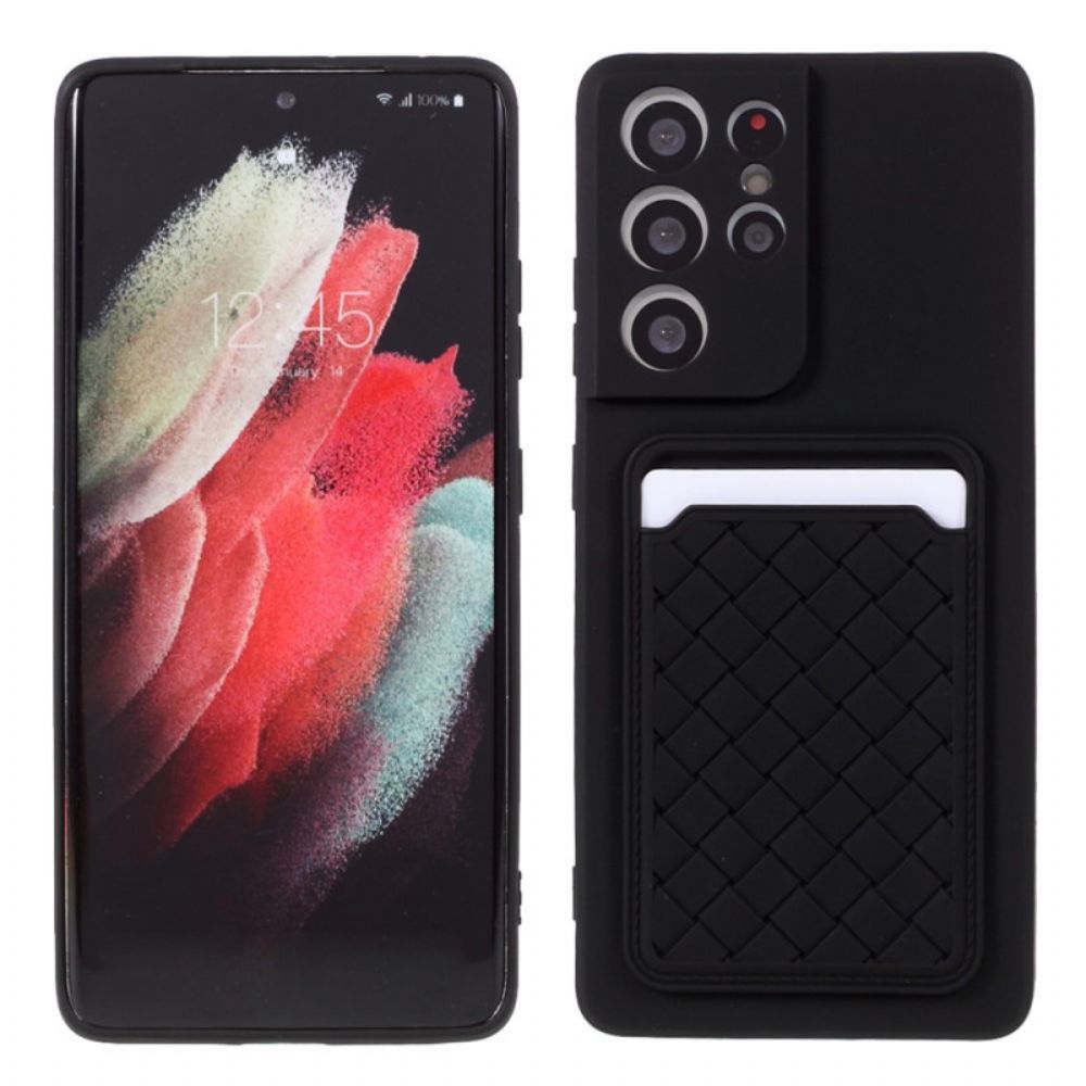Telefoonhoesje voor Samsung Galaxy S21 Ultra 5G Geweven Kaarthouder
