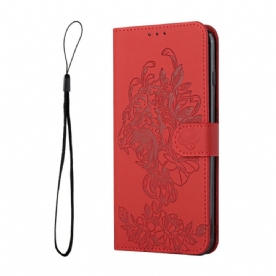 Folio-hoesje voor Samsung Galaxy A13 5G Met Ketting Barokke Tijger Met Bandjes