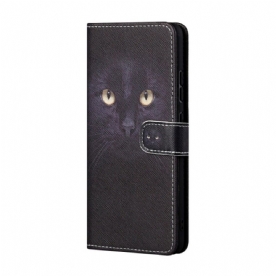 Folio-hoesje voor Samsung Galaxy A13 5G Met Ketting Zwarte Kattenogen Met Riem