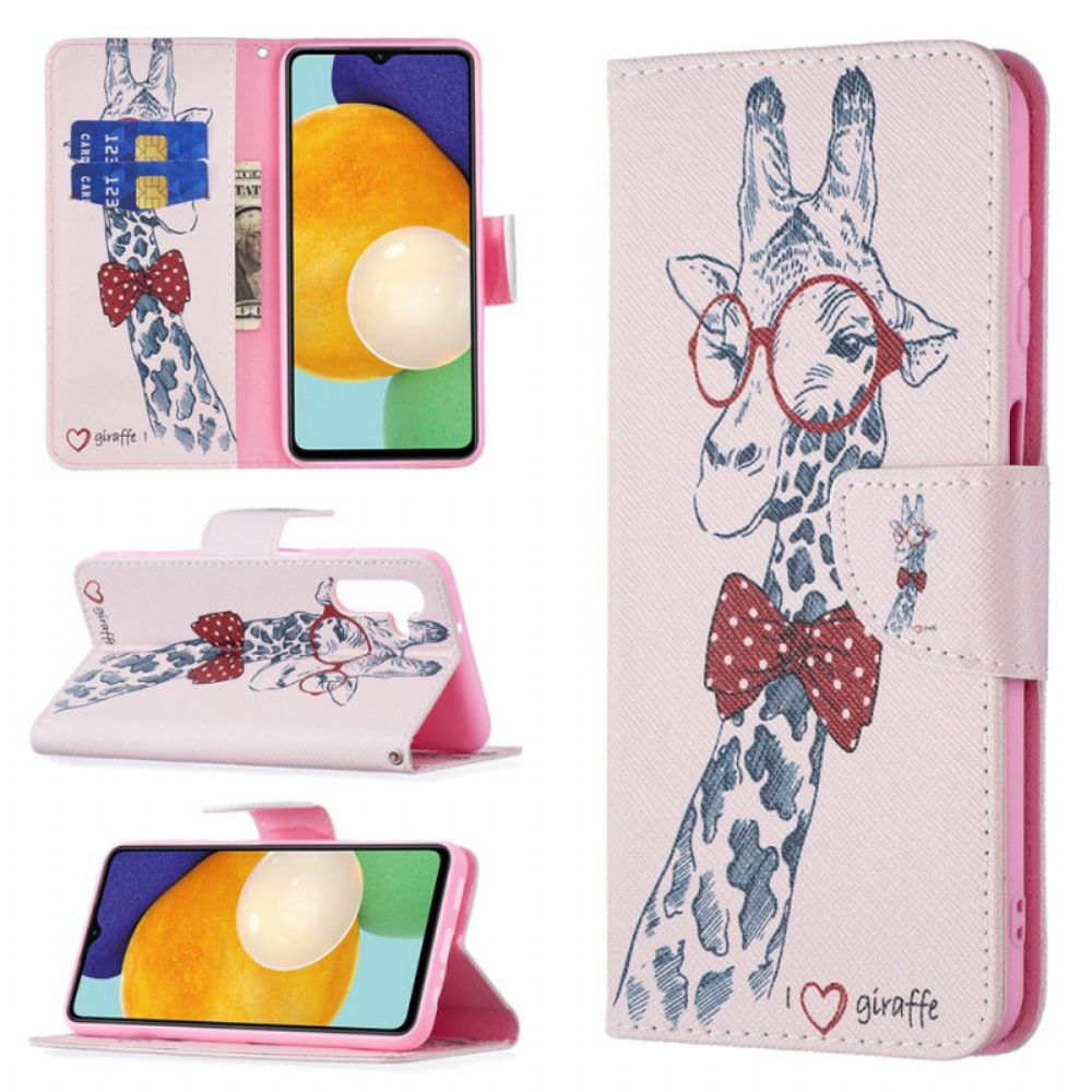 Folio-hoesje voor Samsung Galaxy A13 5G Nerdy Giraf