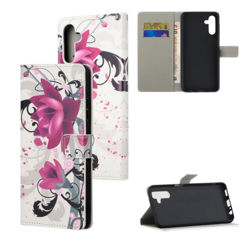 Folio-hoesje voor Samsung Galaxy A13 5G Tropische Bloemen