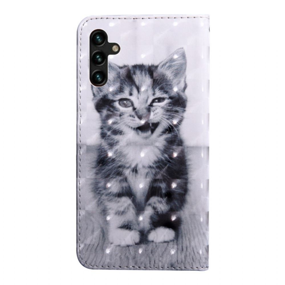Folio-hoesje voor Samsung Galaxy A13 5G Zwart-witte Kat
