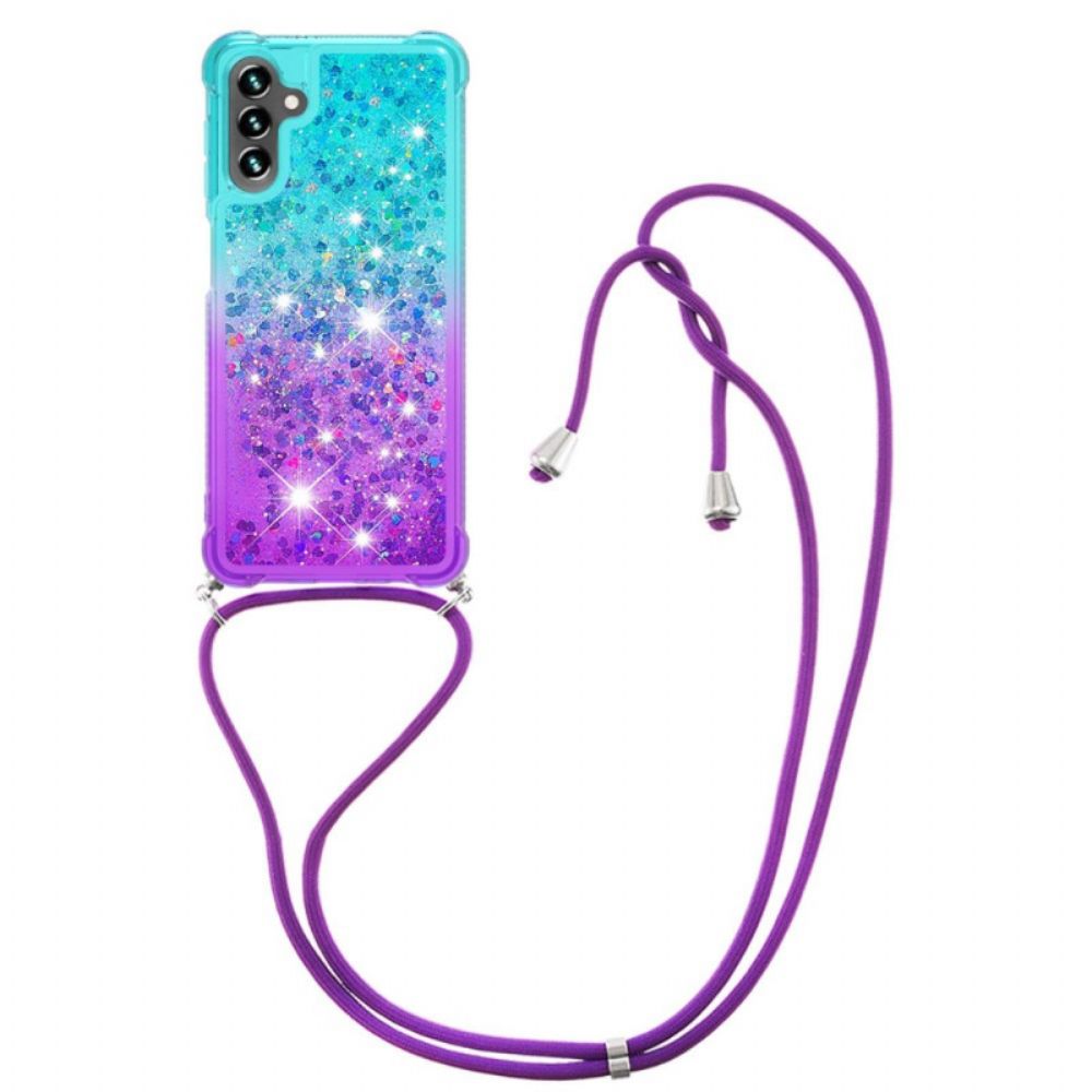 Hoesje voor Samsung Galaxy A13 5G Siliconen Glitter En Koord