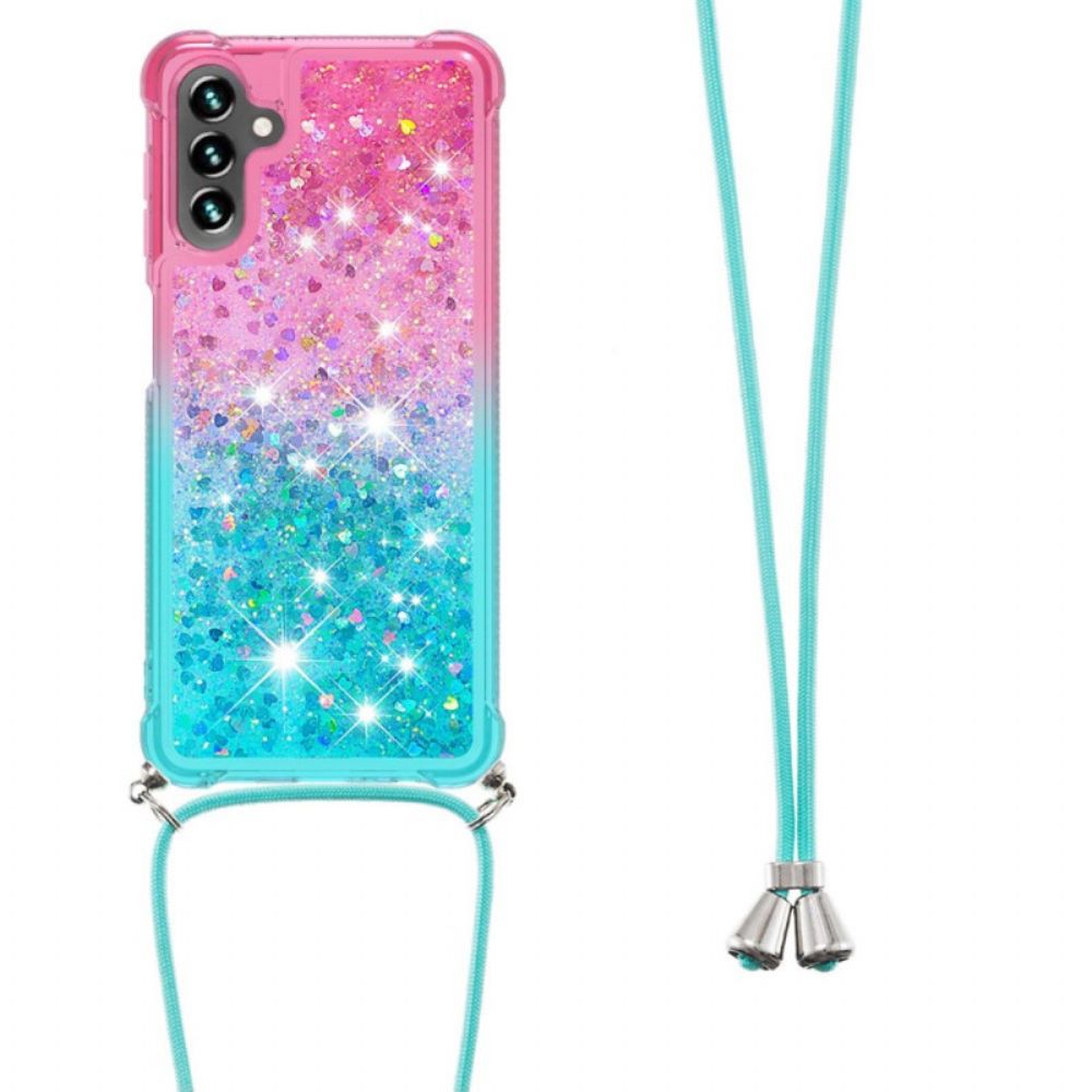 Hoesje voor Samsung Galaxy A13 5G Siliconen Glitter En Koord