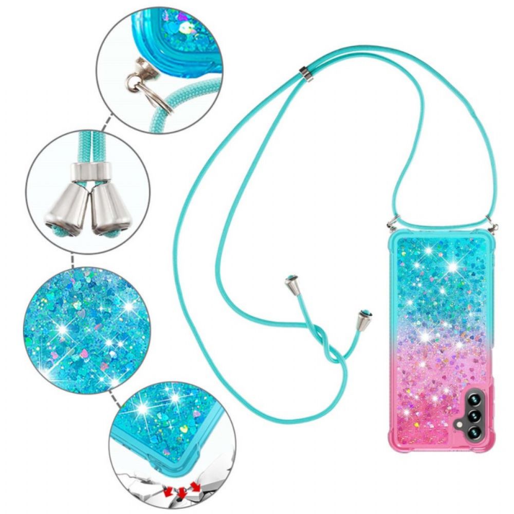 Hoesje voor Samsung Galaxy A13 5G Siliconen Glitter En Koord