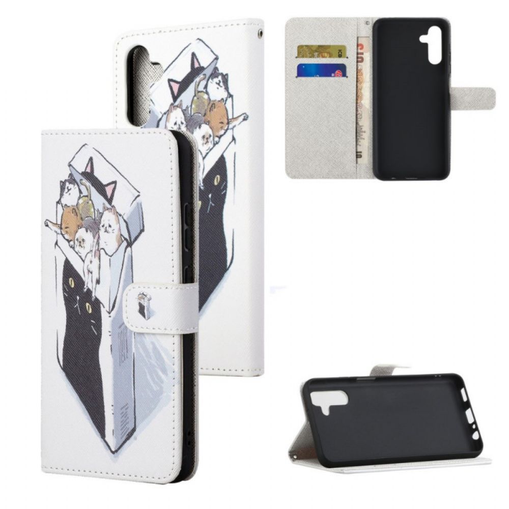 Leren Hoesje voor Samsung Galaxy A13 5G Met Ketting Thong Kat Levering