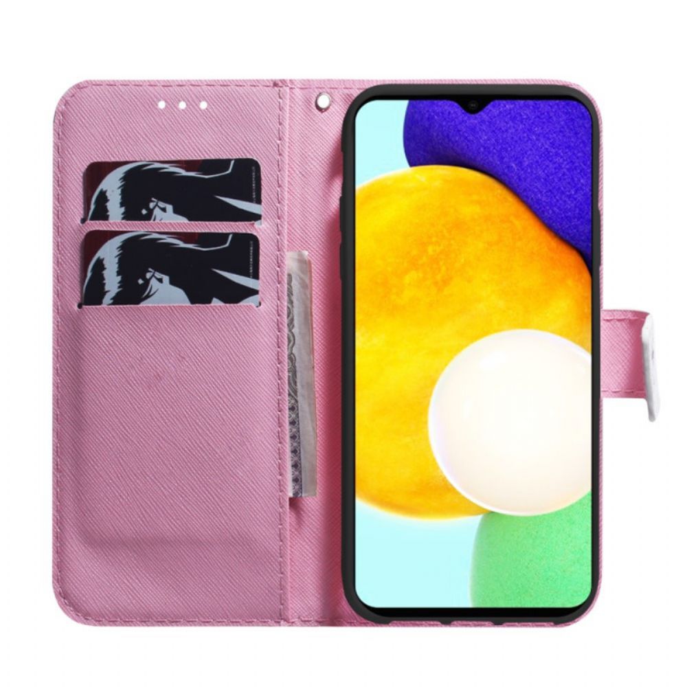 Leren Hoesje voor Samsung Galaxy A13 5G Oude Roze Bloem