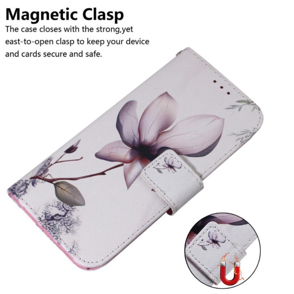 Leren Hoesje voor Samsung Galaxy A13 5G Oude Roze Bloem