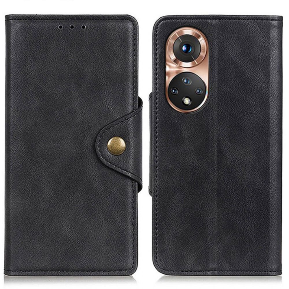 Leren Hoesje voor Huawei Nova 9 / Honor 50 Vintage Kunstleer En Knoop