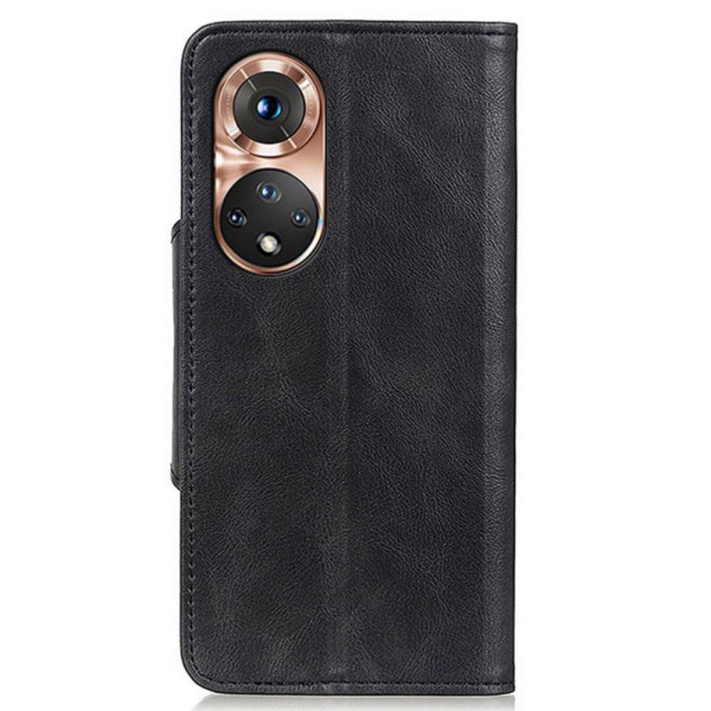 Leren Hoesje voor Huawei Nova 9 / Honor 50 Vintage Kunstleer En Knoop