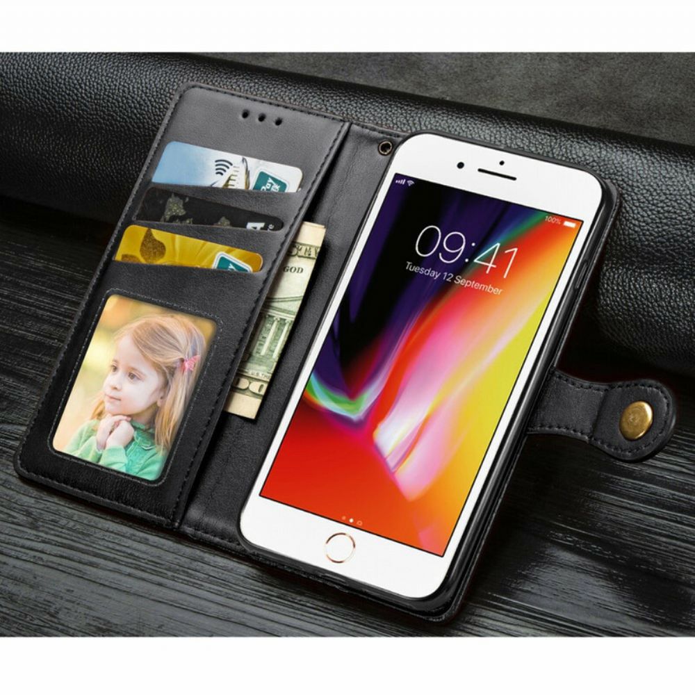 Folio-hoesje voor iPhone 6 / 6S Kunstleer En Vintage Sluiting