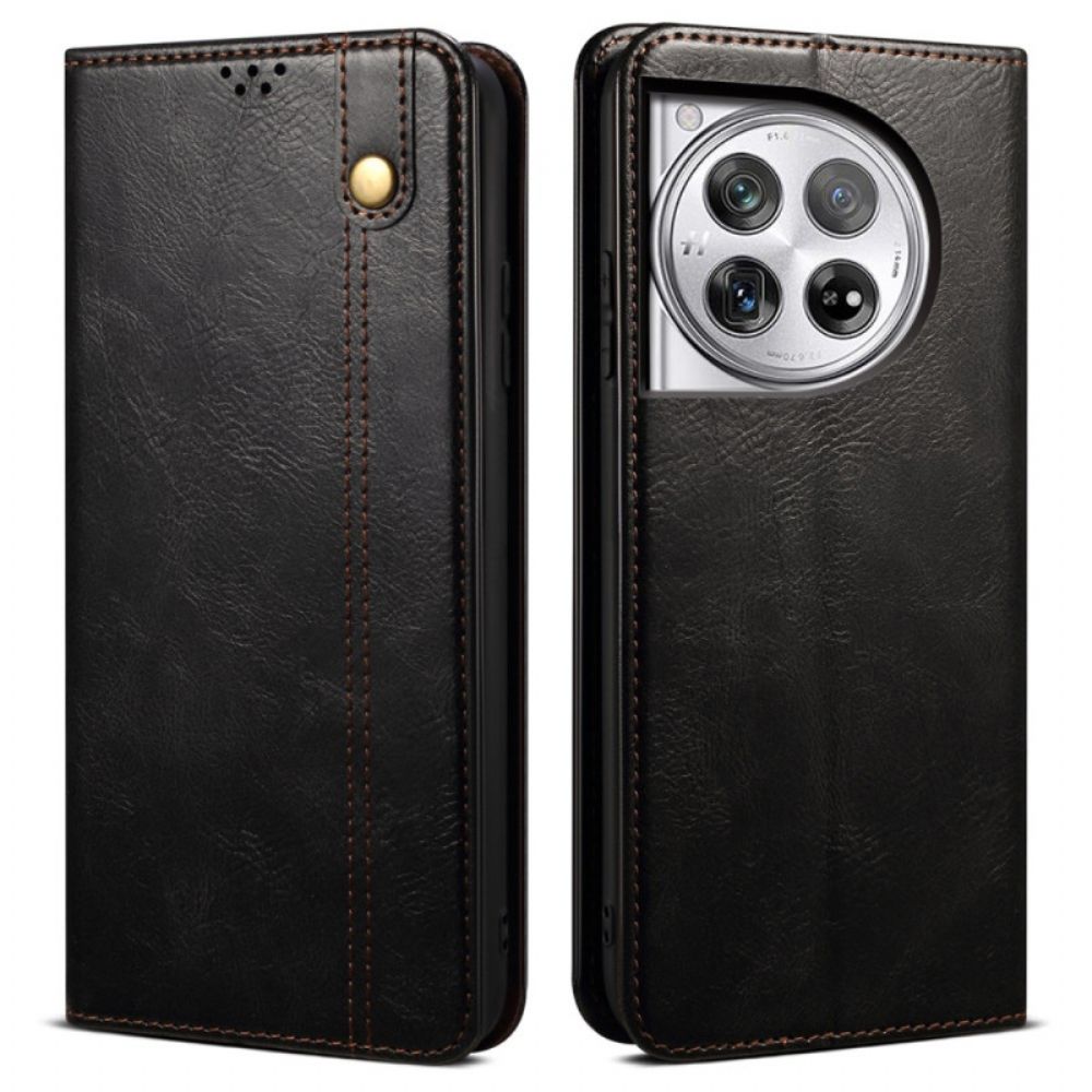 Folio-hoesje Oneplus 12r Telefoonhoesje Gewaxt Imitatieleer