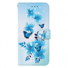 Flip Case Leren Xiaomi Redmi Note 15 Pro 5g Blauwe Vlinders