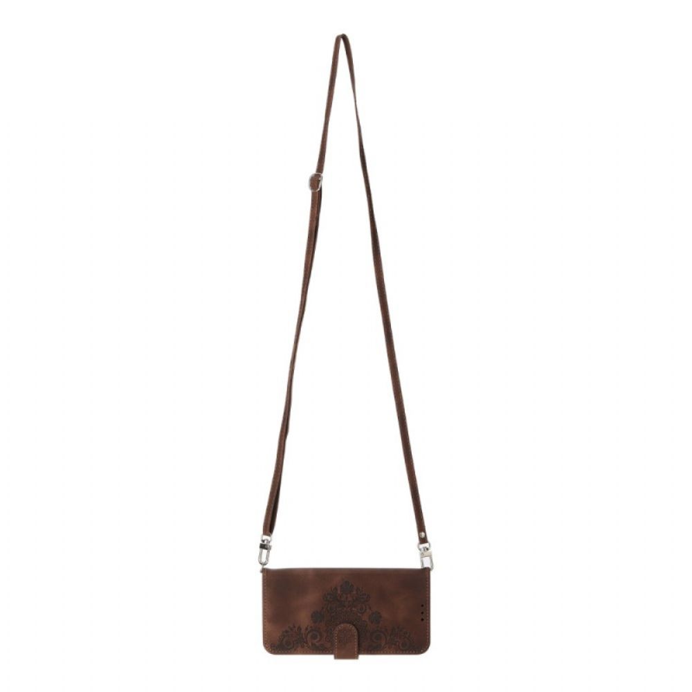 Flip Case Leren Xiaomi Redmi Note 15 Pro 5g Mandala Suède-effect Met Schouderbandje