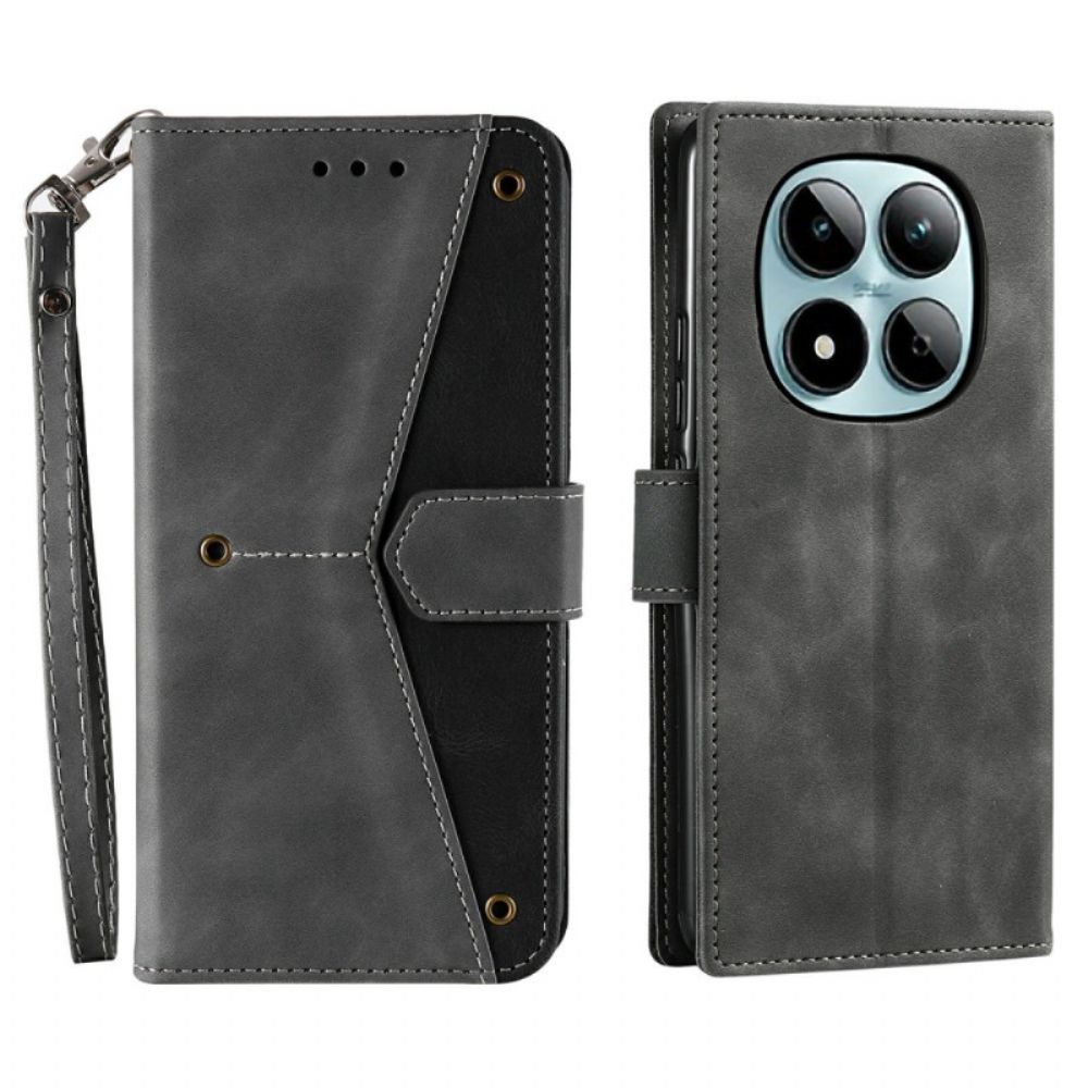 Flip Case Leren Xiaomi Redmi Note 15 Pro 5g Retro Design Met Bandje