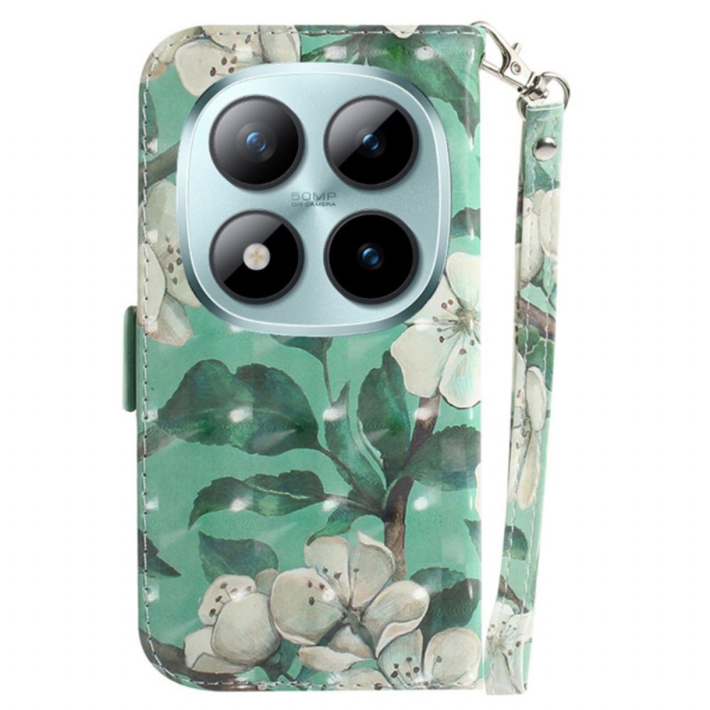 Folio-hoesje Xiaomi Redmi Note 15 Pro 5g Aquarelbloemen Met Bandjes