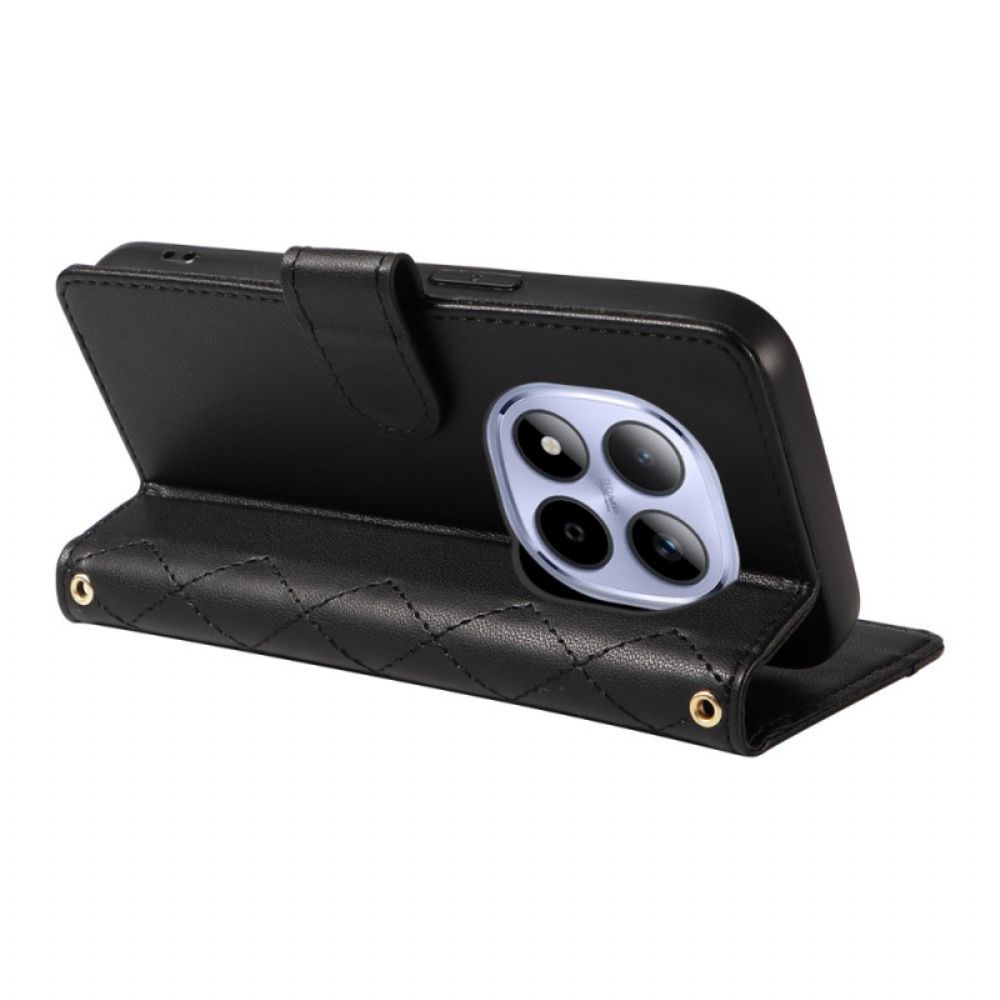 Folio-hoesje Xiaomi Redmi Note 15 Pro 5g Telefoonhoesje Gewatteerd Met Bandjes