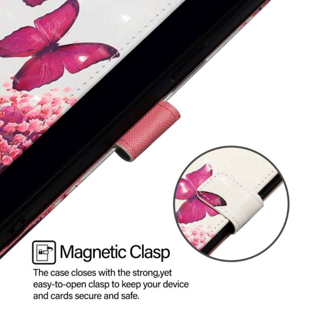 Folio-hoesje Xiaomi Redmi Note 15 Pro 5g Telefoonhoesje Roze Vlinders