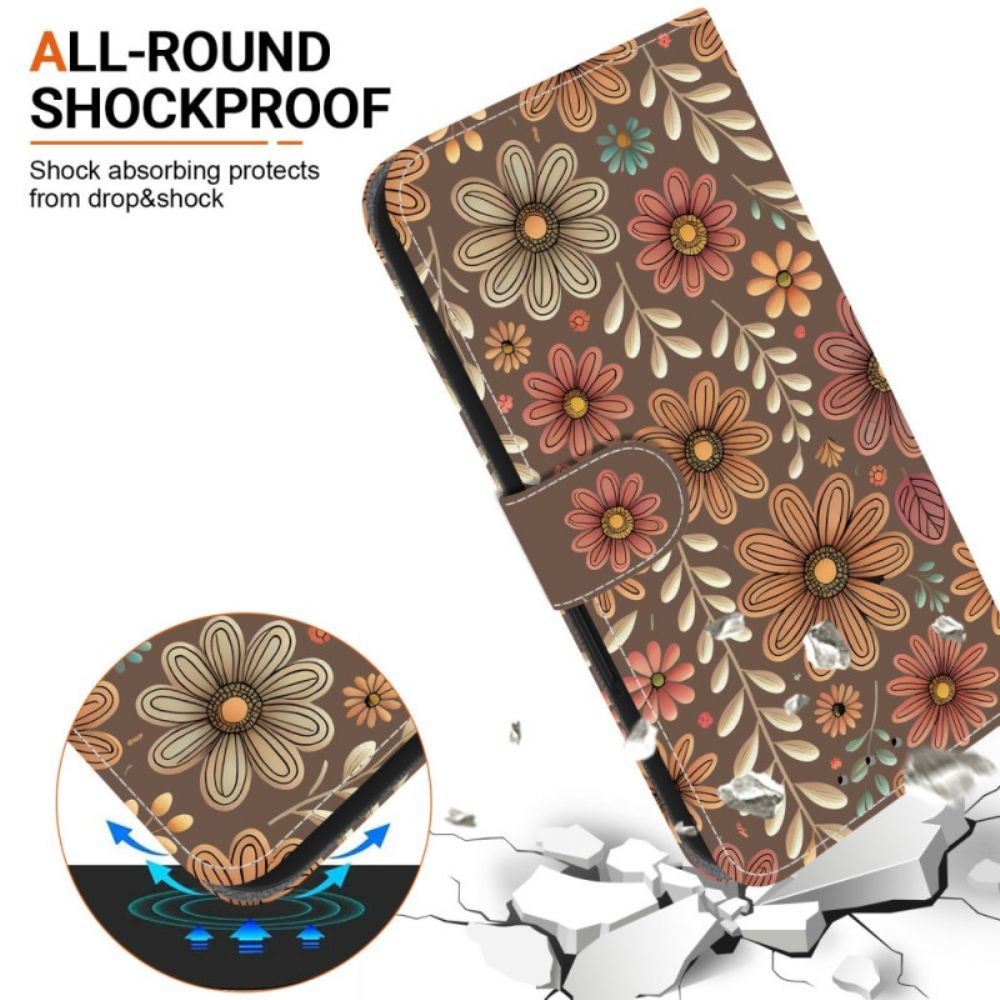 Leren Hoesje Voor Xiaomi Redmi Note 15 Pro 5g Bloemenpatroon