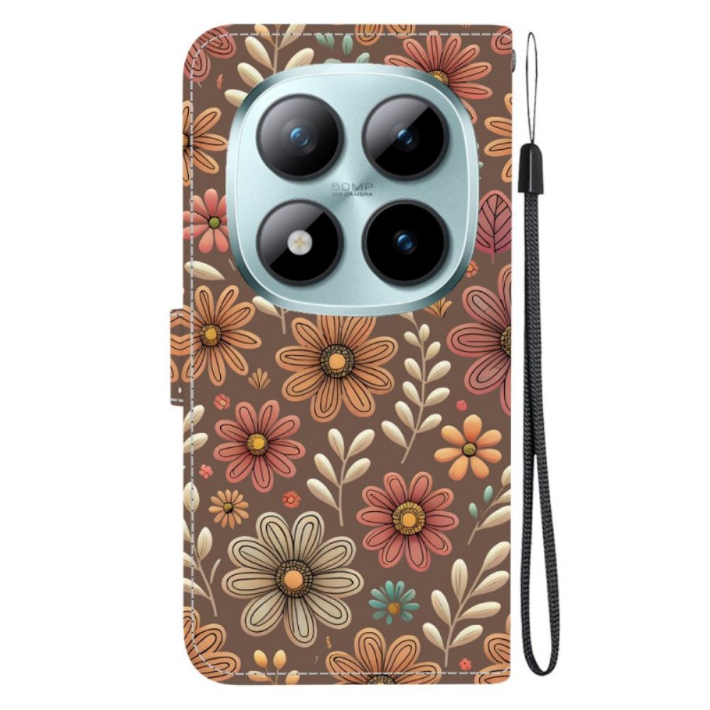 Leren Hoesje Voor Xiaomi Redmi Note 15 Pro 5g Bloemenpatroon