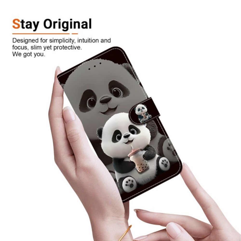 Leren Hoesje Voor Xiaomi Redmi Note 15 Pro 5g Melkthee Panda
