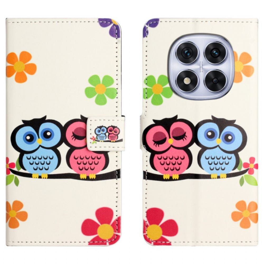 Leren Hoesje Voor Xiaomi Redmi Note 15 Pro 5g Paar Uilen