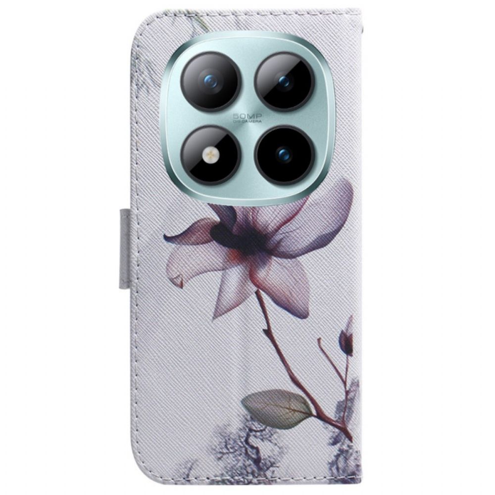 Leren Hoesje Voor Xiaomi Redmi Note 15 Pro 5g Roze Bloem