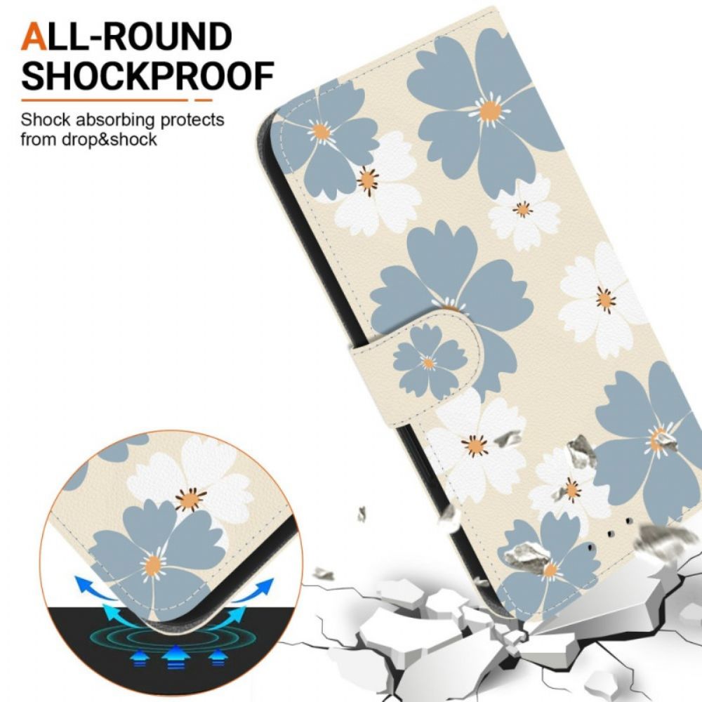 Leren Hoesje Xiaomi Redmi Note 15 Pro 5g Blauwe Madeliefjes