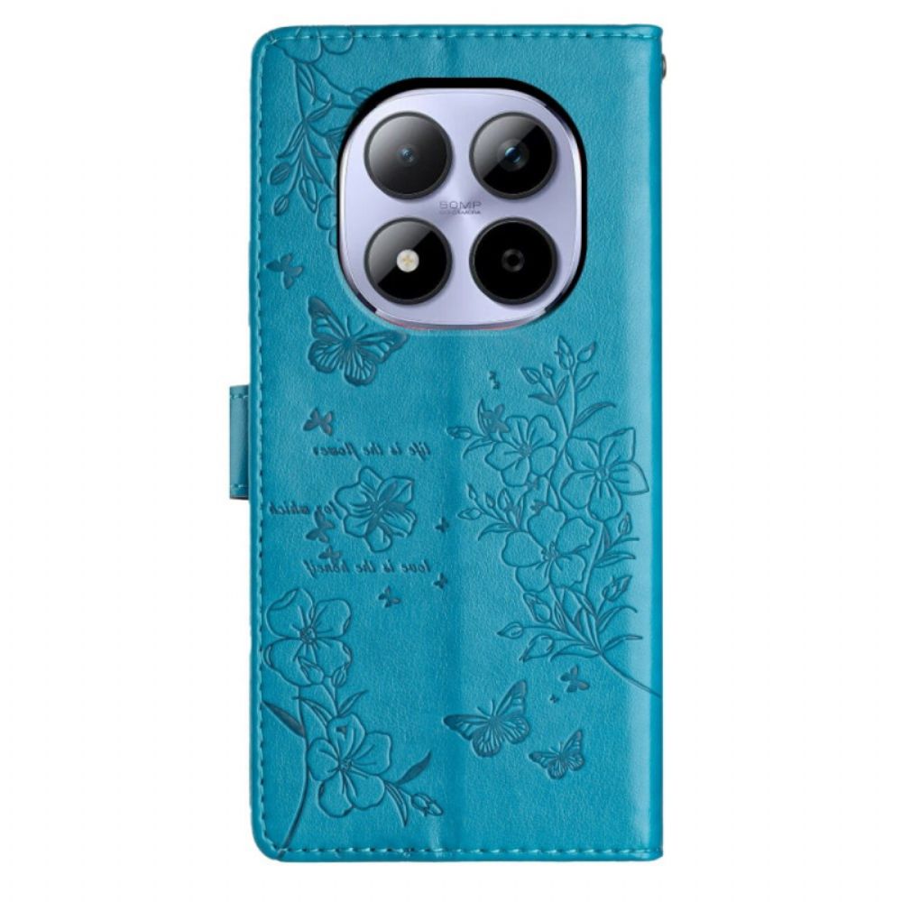 Leren Hoesje Xiaomi Redmi Note 15 Pro 5g Bloemengravure Bescherming Hoesje