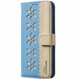 Leren Hoesje Xiaomi Redmi Note 15 Pro 5g Bloemenpatroon Binfen Kleur Bescherming Hoesje