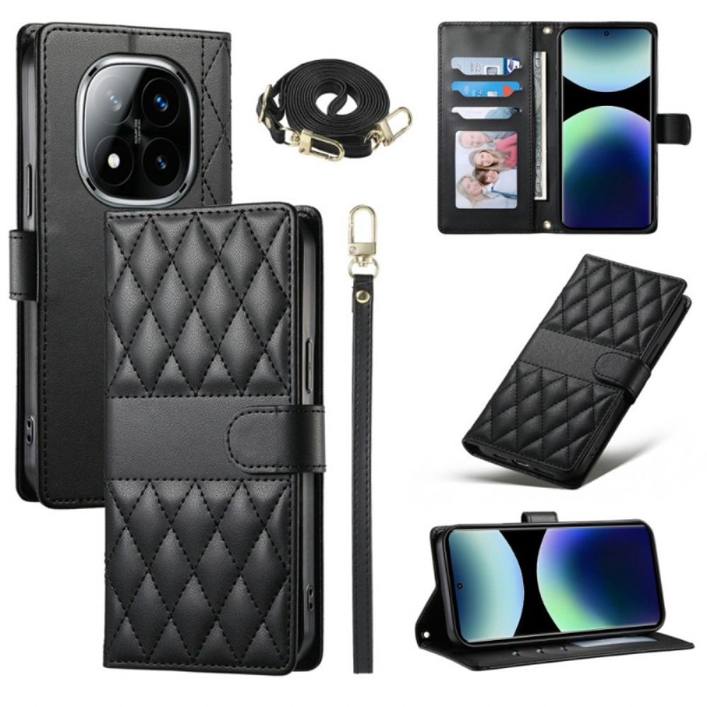 Leren Hoesje Xiaomi Redmi Note 15 Pro 5g Gewatteerd Met Bandjes