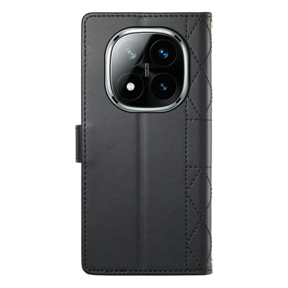 Leren Hoesje Xiaomi Redmi Note 15 Pro 5g Gewatteerd Met Bandjes