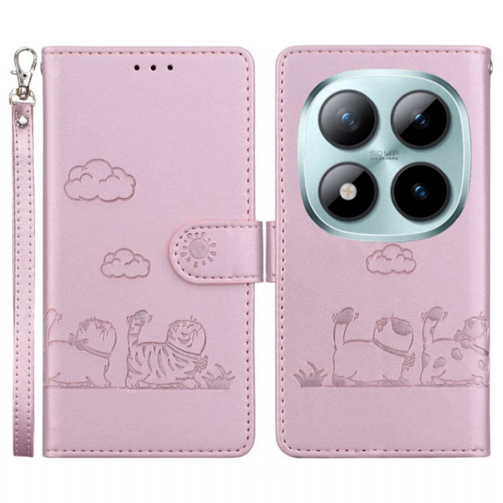 Leren Hoesje Xiaomi Redmi Note 15 Pro 5g Kattenscène Bescherming Hoesje