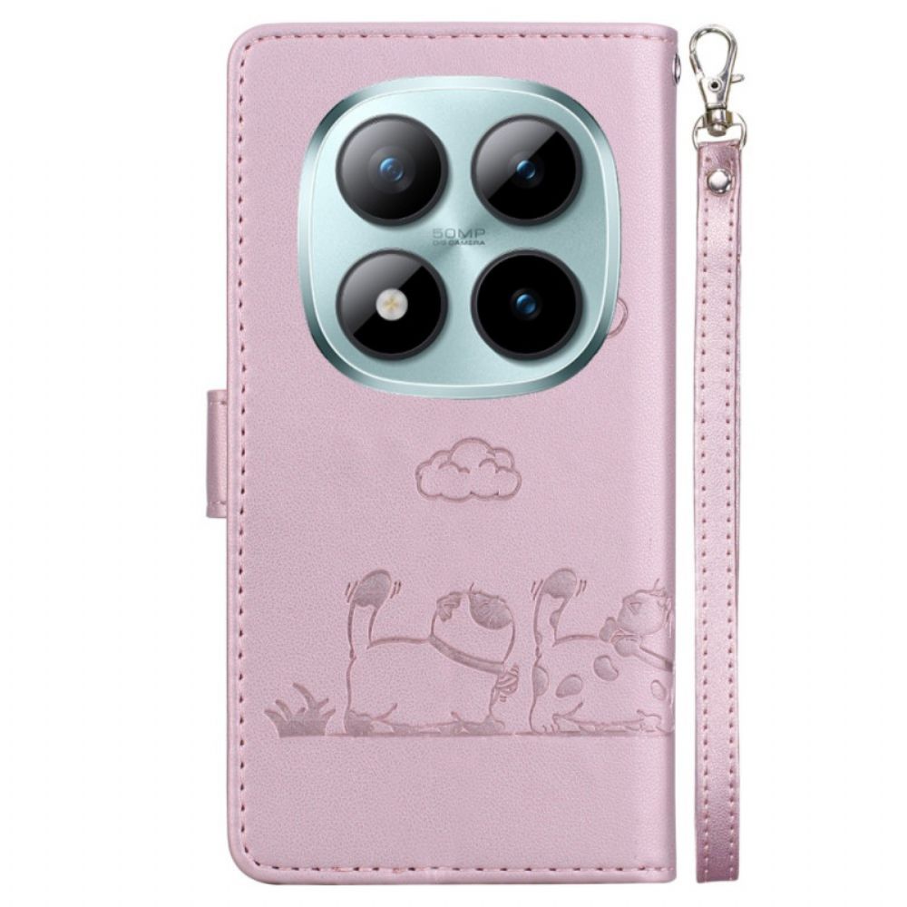 Leren Hoesje Xiaomi Redmi Note 15 Pro 5g Kattenscène Bescherming Hoesje