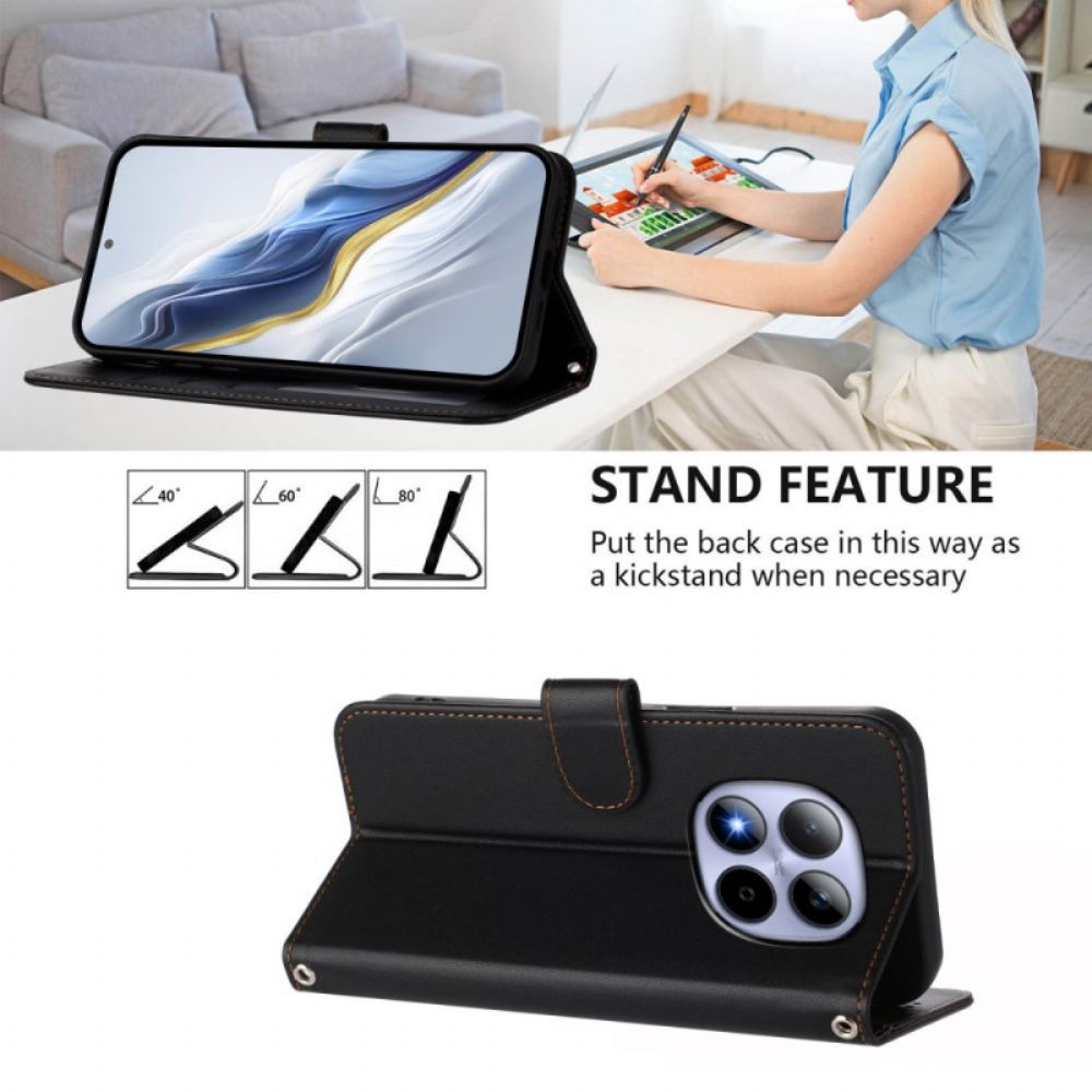 Leren Hoesje Xiaomi Redmi Note 15 Pro 5g Klassiek Met Riempje Bescherming Hoesje