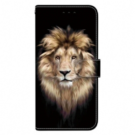 Leren Hoesje Xiaomi Redmi Note 15 Pro 5g Leeuwenkop Bescherming Hoesje
