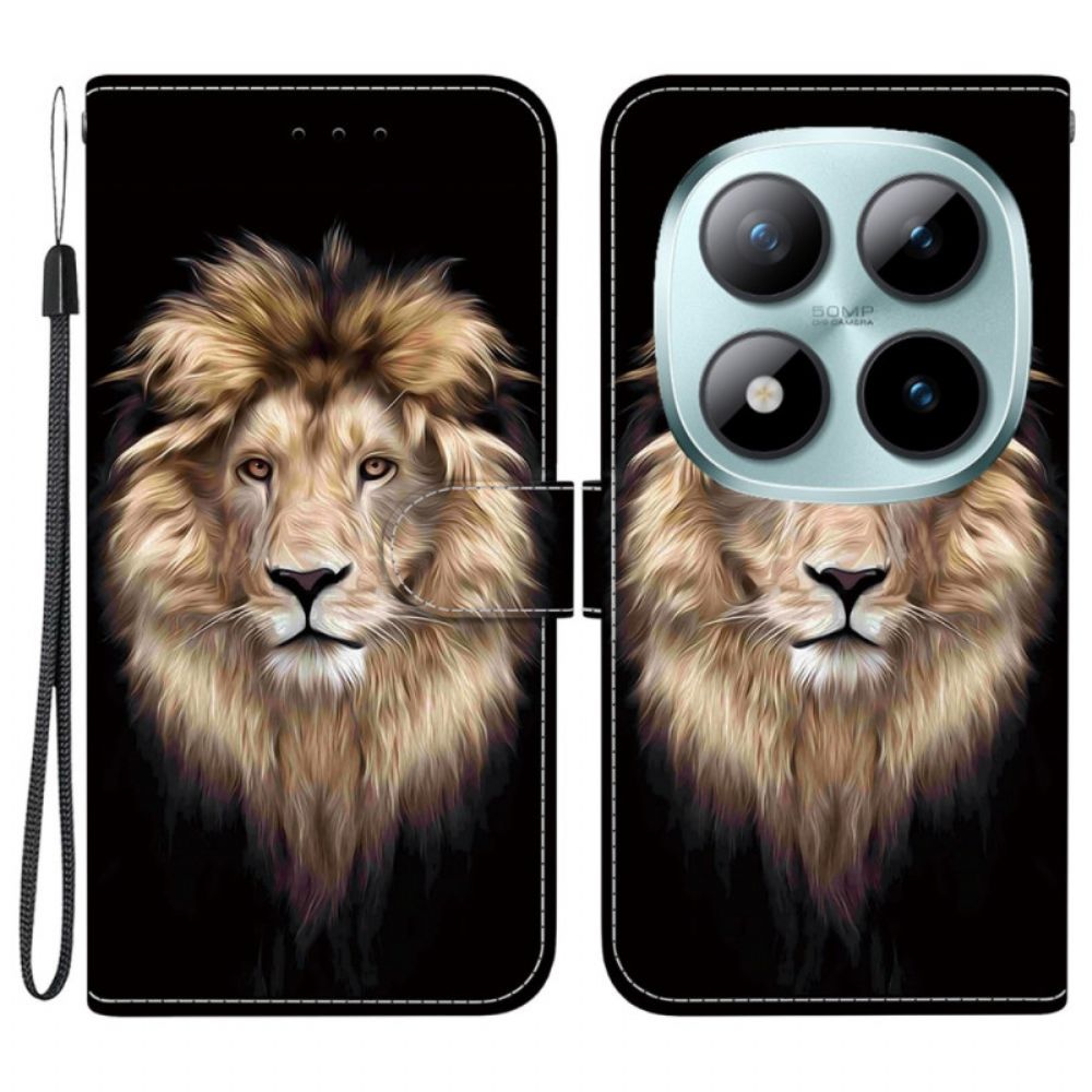 Leren Hoesje Xiaomi Redmi Note 15 Pro 5g Leeuwenkop Bescherming Hoesje