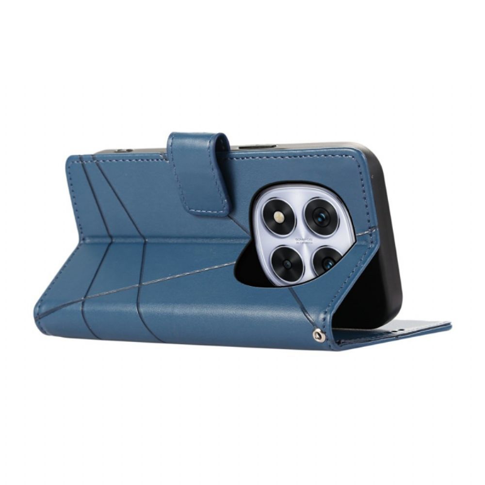 Leren Hoesje Xiaomi Redmi Note 15 Pro 5g Lijnen Bescherming Hoesje