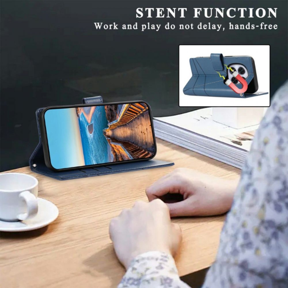 Leren Hoesje Xiaomi Redmi Note 15 Pro 5g Lijnen Bescherming Hoesje