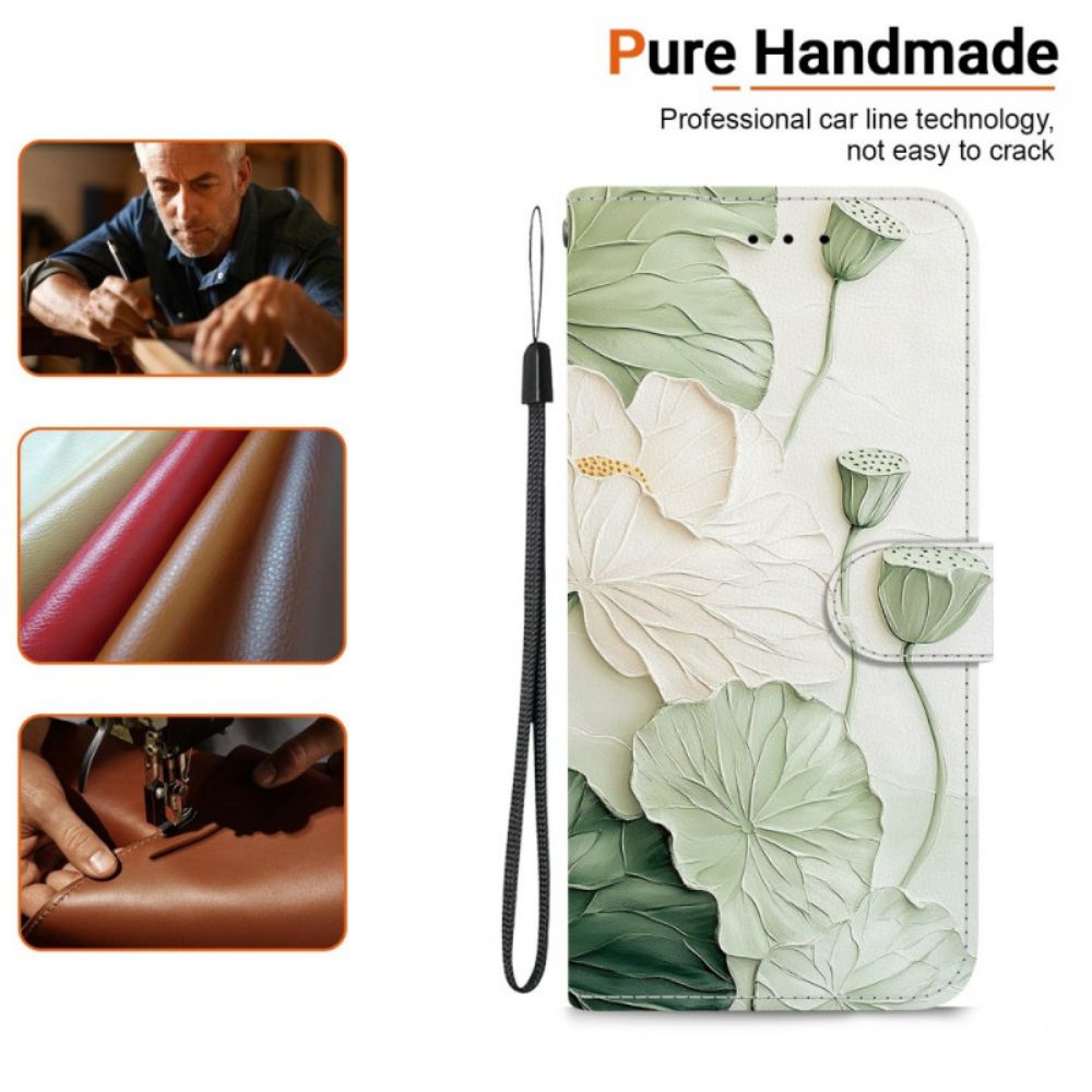 Leren Hoesje Xiaomi Redmi Note 15 Pro 5g Lotuspatroon Bescherming Hoesje